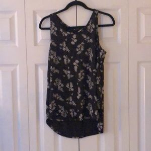 Black Old Navy Tank with Silver Flowers